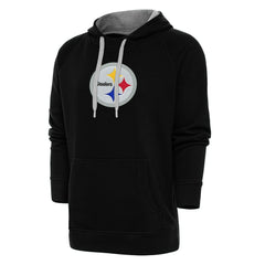 Pittsburgh Steelers Antigua Victory Chenille Pullover Hoodie Black