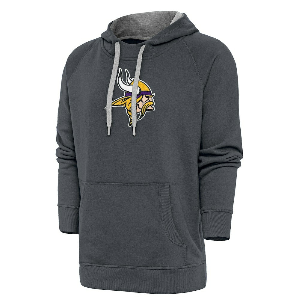 Minnesota Vikings Antigua Victory Chenille Pullover Hoodie Charcoal