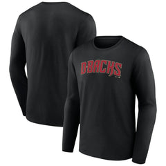 Arizona Diamondbacks Official Wordmark Long Sleeve T-Shirt - Black - MLB Discount