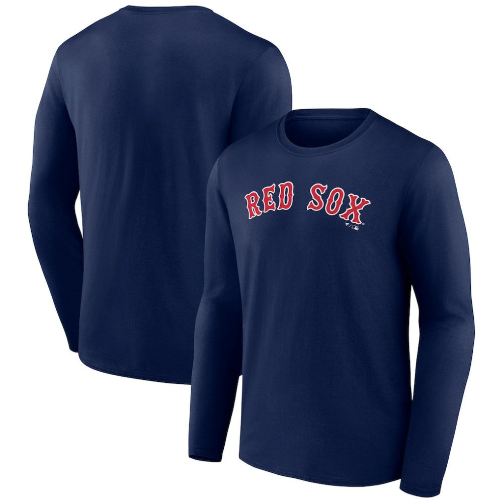 Boston Red Sox Wordmark Long Sleeve T-Shirt - Navy - MLB Lifestyle