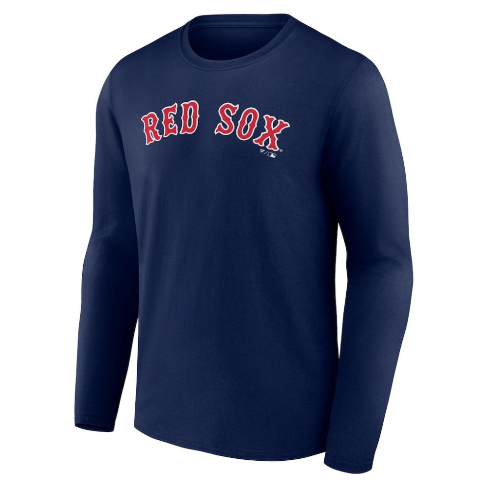 Boston Red Sox Wordmark Long Sleeve T-Shirt - Navy - MLB Lifestyle