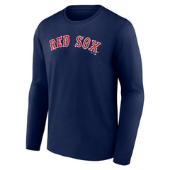 Boston Red Sox Wordmark Long Sleeve T-Shirt - Navy - MLB Lifestyle