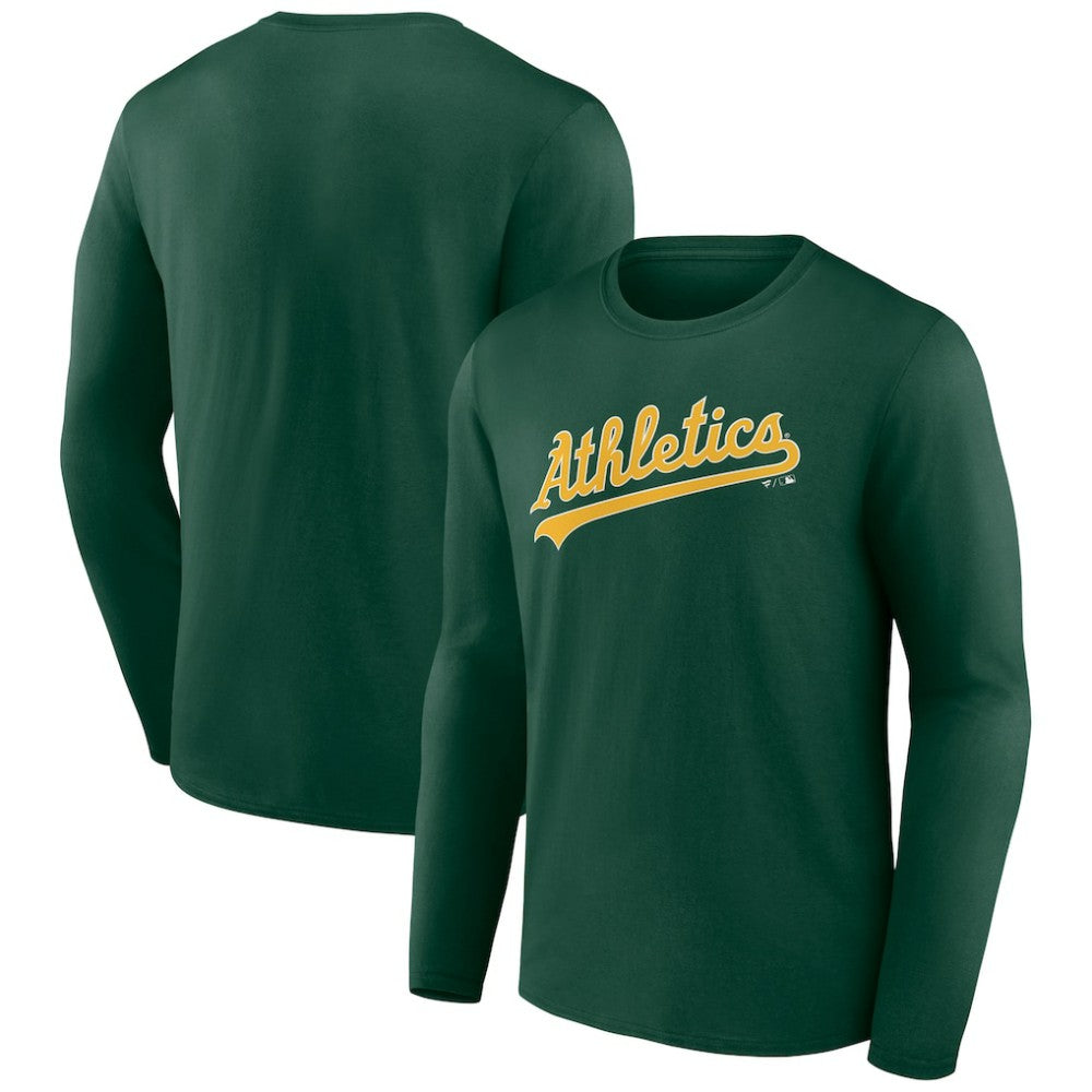 Athletics Wordmark Long Sleeve T-Shirt - Green - MLB Lifestyle