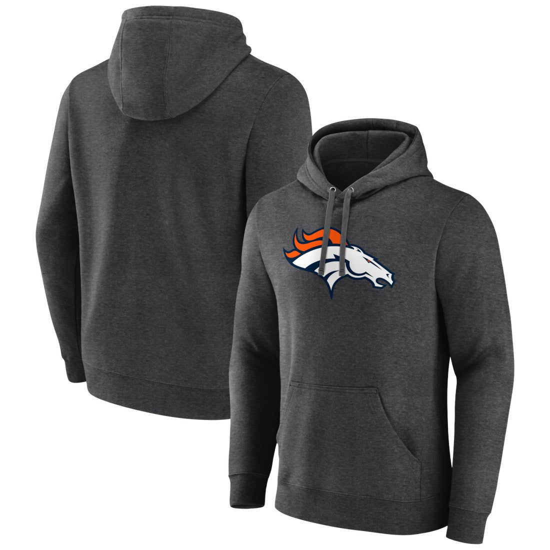 Denver Broncos Primary Team Logo Fitted Pullover Hoodie Charcoal