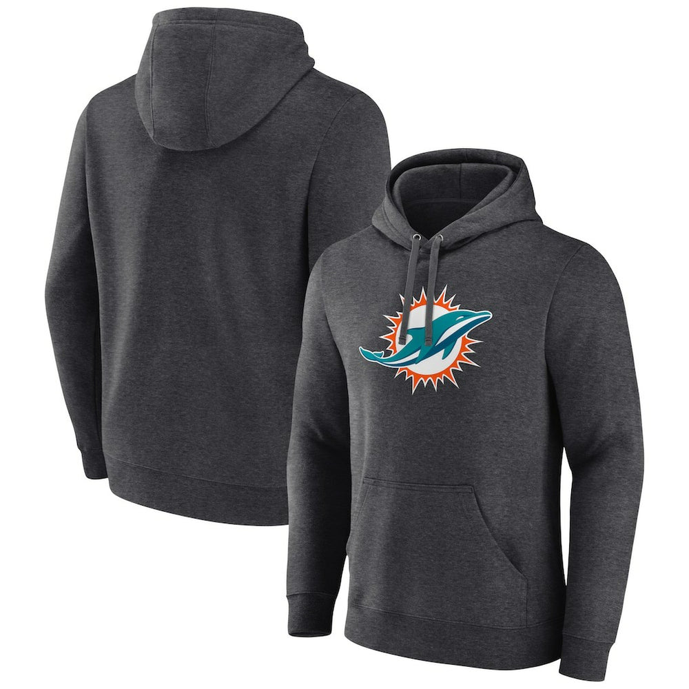 Miami Dolphins Primary Team Logo Fitted Pullover Hoodie Charcoal