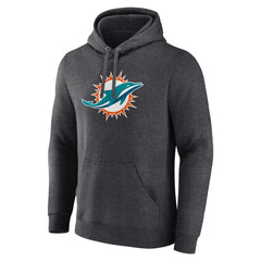 Miami Dolphins Primary Team Logo Fitted Pullover Hoodie Charcoal