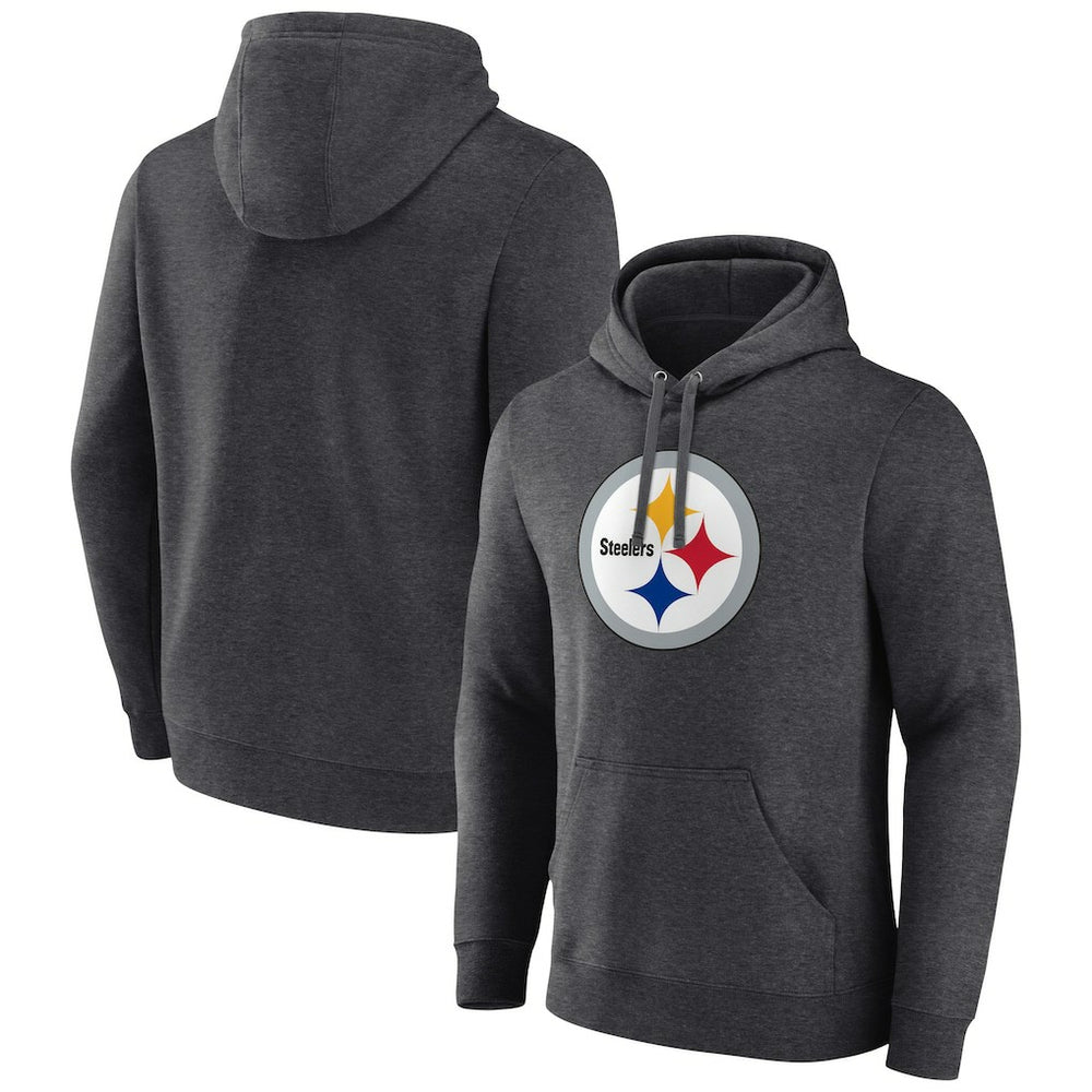 Pittsburgh Steelers Primary Team Logo Fitted Pullover Hoodie Charcoal