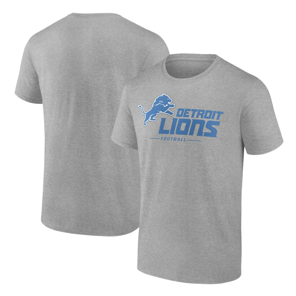 Detroit Lions Logo Team Lockup T-Shirt Heather Gray