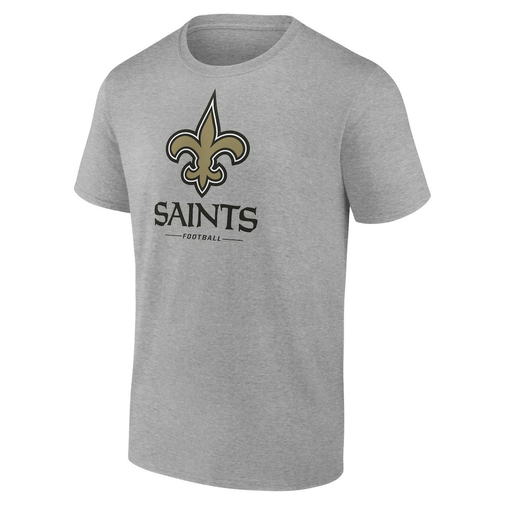 New Orleans Saints Logo Team Lockup T-Shirt Heather Gray