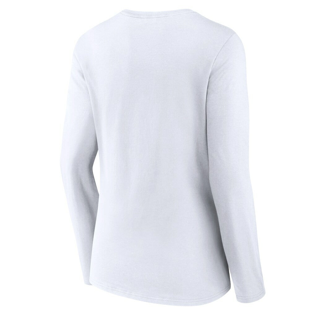New Orleans Saints Women's Logo Team Lockup Long Sleeve V-Neck T-Shirt White