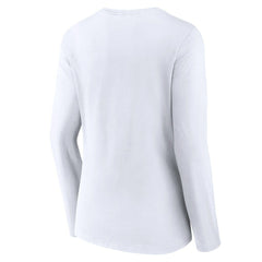 New Orleans Saints Women's Logo Team Lockup Long Sleeve V-Neck T-Shirt White