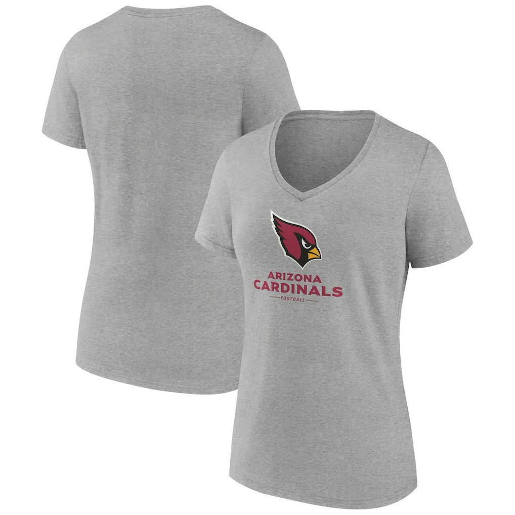 Arizona Cardinals Women's Logo Team Lockup V-Neck T-Shirt Gray