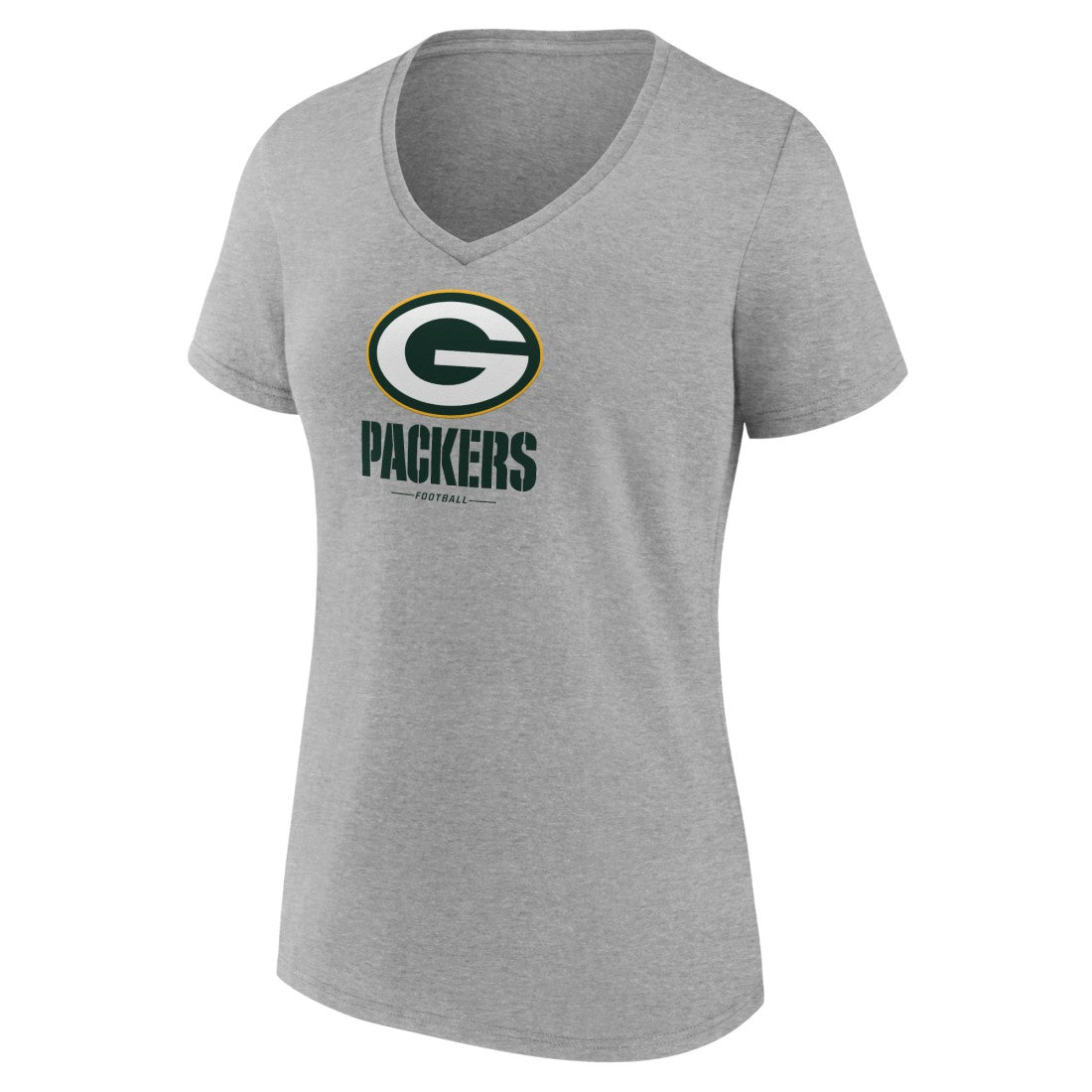 Green Bay Packers Women's Logo Team Lockup V-Neck T-Shirt Gray