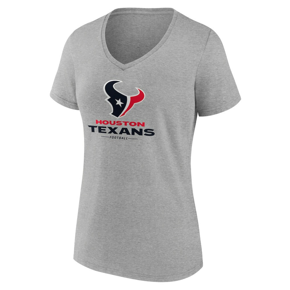 Houston Texans Women's Logo Team Lockup V-Neck T-Shirt Gray