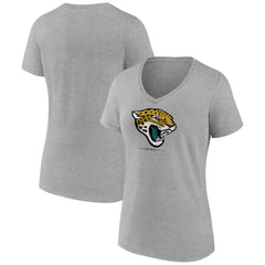 Jacksonville Jaguars Women's Logo Team Lockup V-Neck T-Shirt Gray