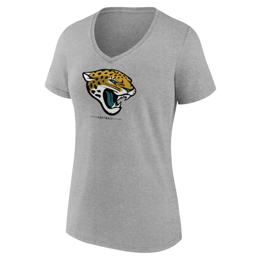 Jacksonville Jaguars Women's Logo Team Lockup V-Neck T-Shirt Gray