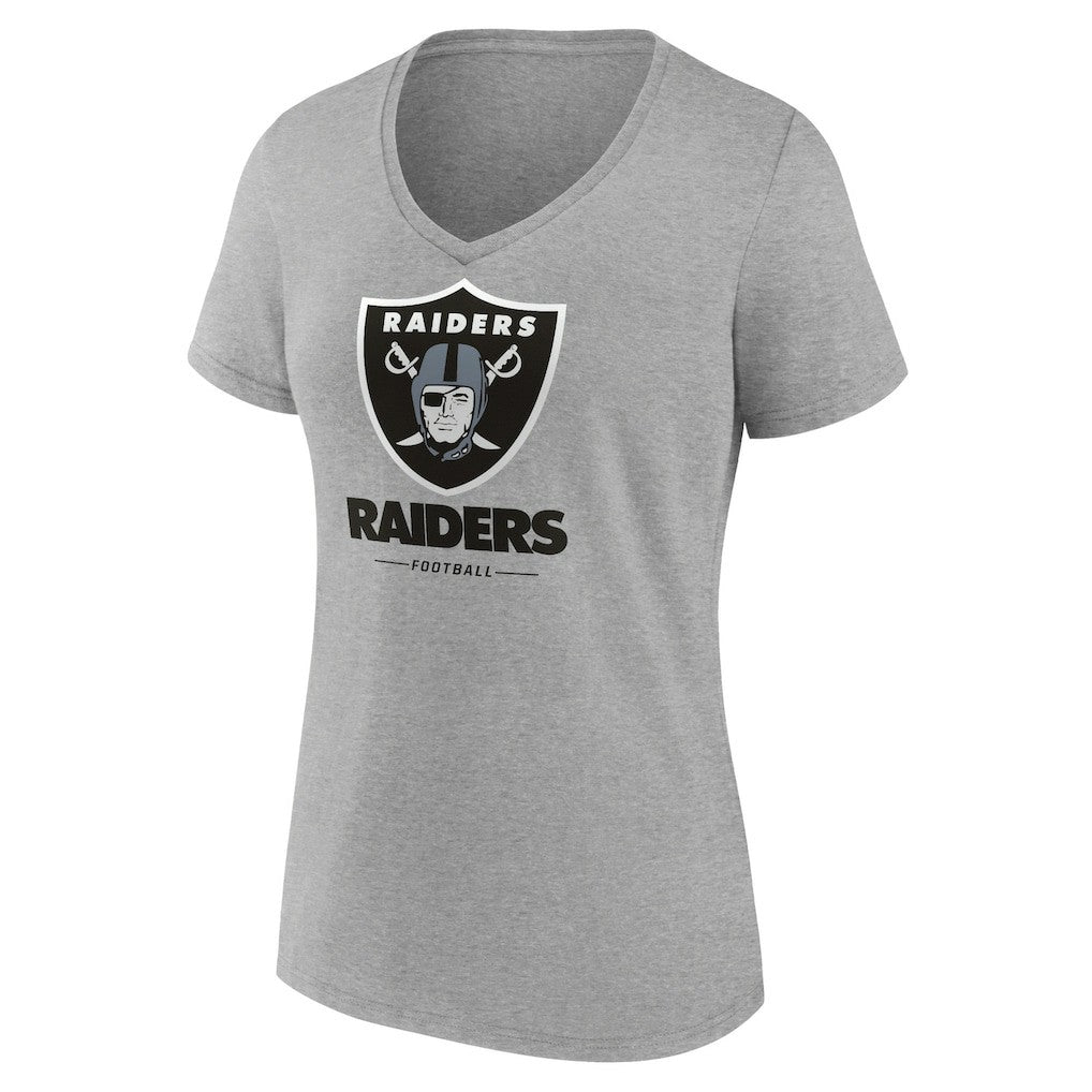 Las Vegas Raiders Women's Logo Team Lockup V-Neck T-Shirt Gray