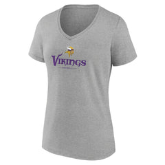 Minnesota Vikings Women's Logo Team Lockup V-Neck T-Shirt Gray