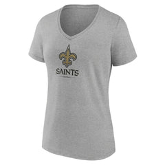 New Orleans Saints Women's Logo Team Lockup V-Neck T-Shirt Gray