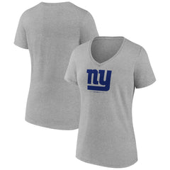 New York Giants Women's Logo Team Lockup V-Neck T-Shirt Gray