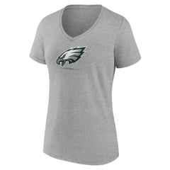 Philadelphia Eagles Women's Logo Team Lockup V-Neck T-Shirt Gray