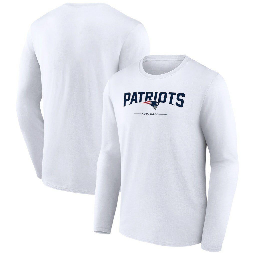 New England Patriots Logo Team Lockup Long Sleeve T-Shirt White