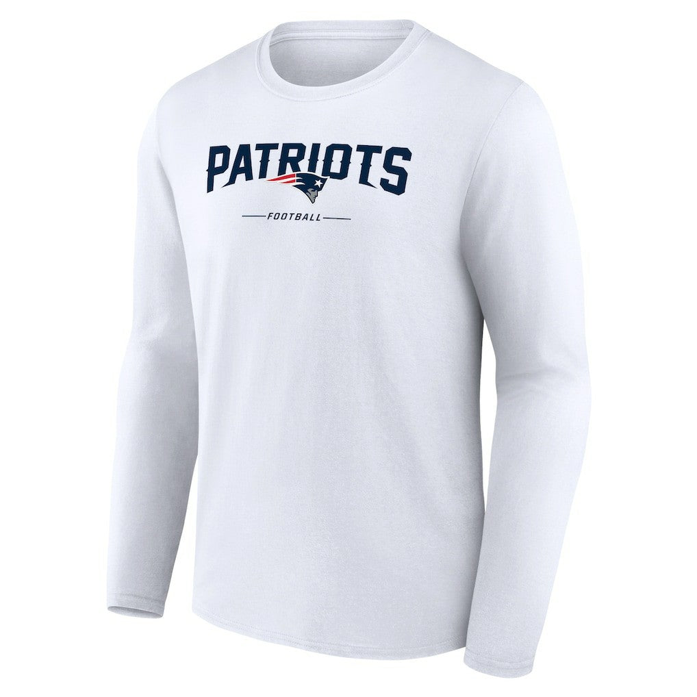 New England Patriots Logo Team Lockup Long Sleeve T-Shirt White