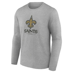 New Orleans Saints Logo Team Lockup Long Sleeve T-Shirt Gray