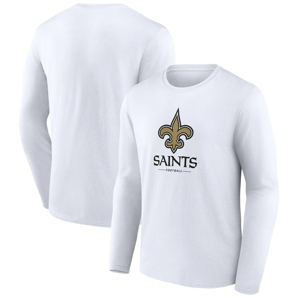 New Orleans Saints Logo Team Lockup Long Sleeve T-Shirt White