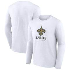 New Orleans Saints Logo Team Lockup Long Sleeve T-Shirt White
