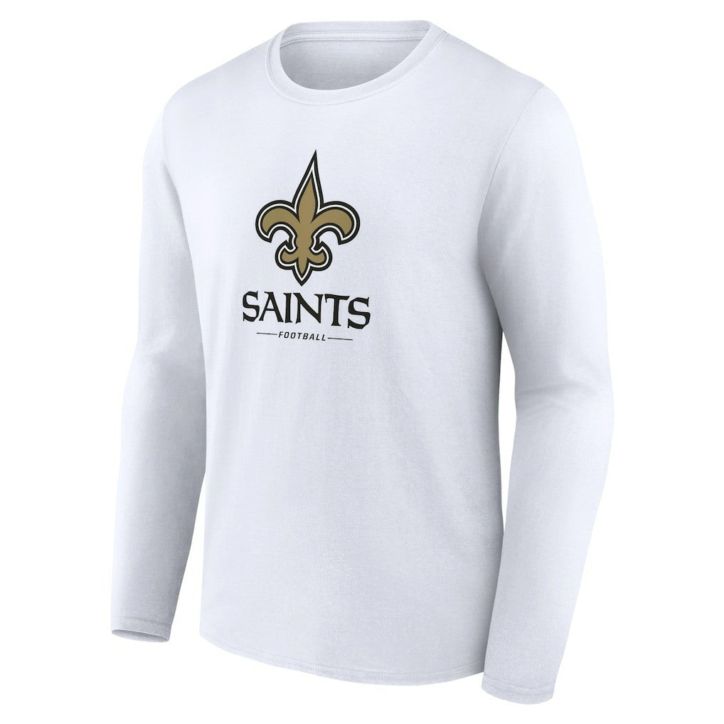 New Orleans Saints Logo Team Lockup Long Sleeve T-Shirt White