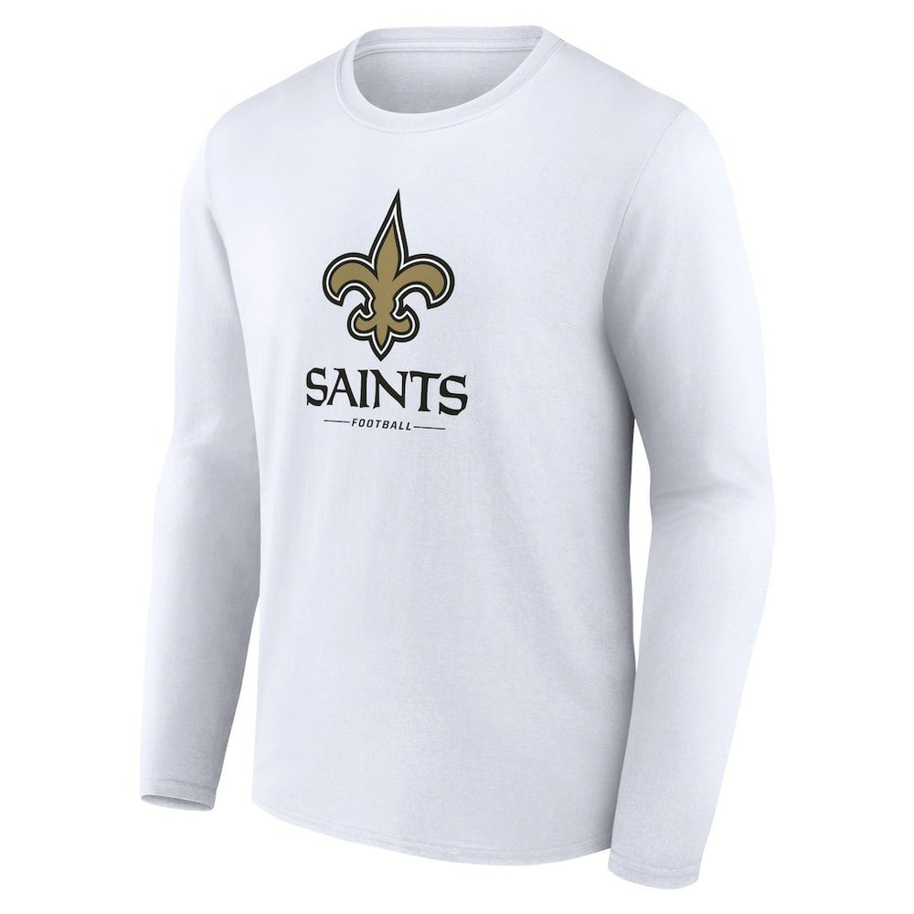 New Orleans Saints Logo Team Lockup Long Sleeve T-Shirt White