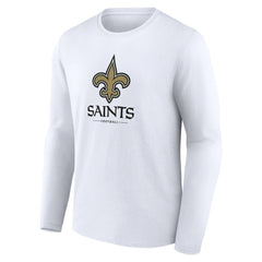 New Orleans Saints Logo Team Lockup Long Sleeve T-Shirt White