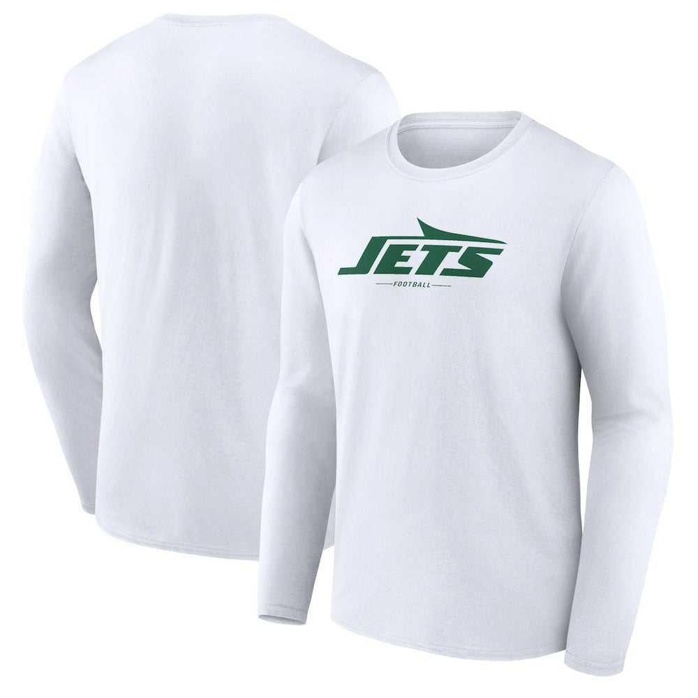 New York Jets Logo Team Lockup Long Sleeve T-Shirt White