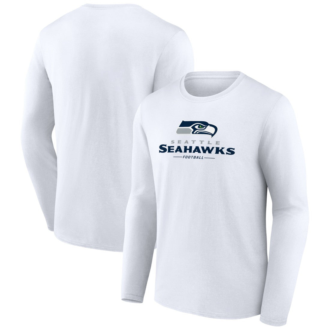 Seattle Seahawks Logo Team Lockup Long Sleeve T-Shirt White