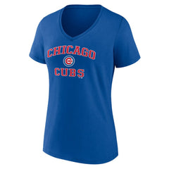 Chicago Cubs Women's Heart and Soul V-Neck T-Shirt - Royal - MLB Lifestyle