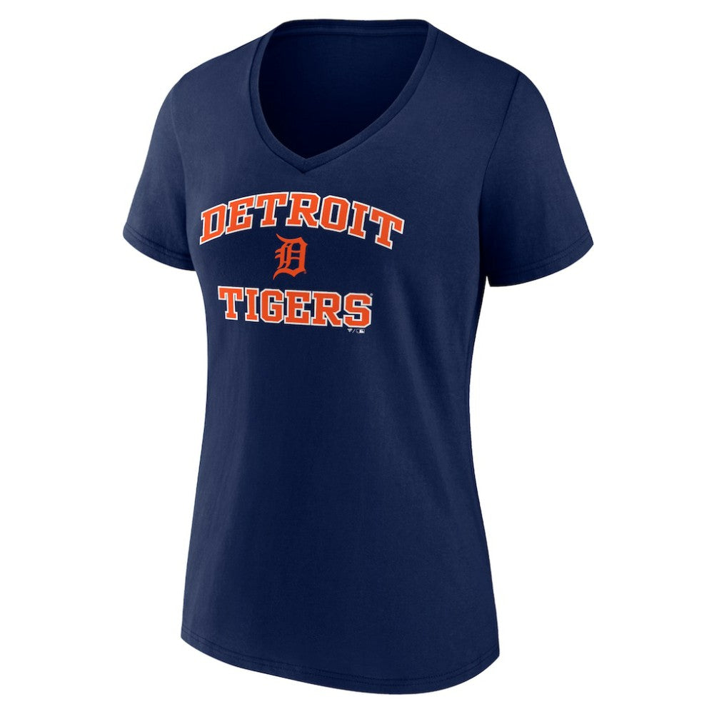 Detroit Tigers Women's Heart and Soul V-Neck T-Shirt - Navy - MLB Discount