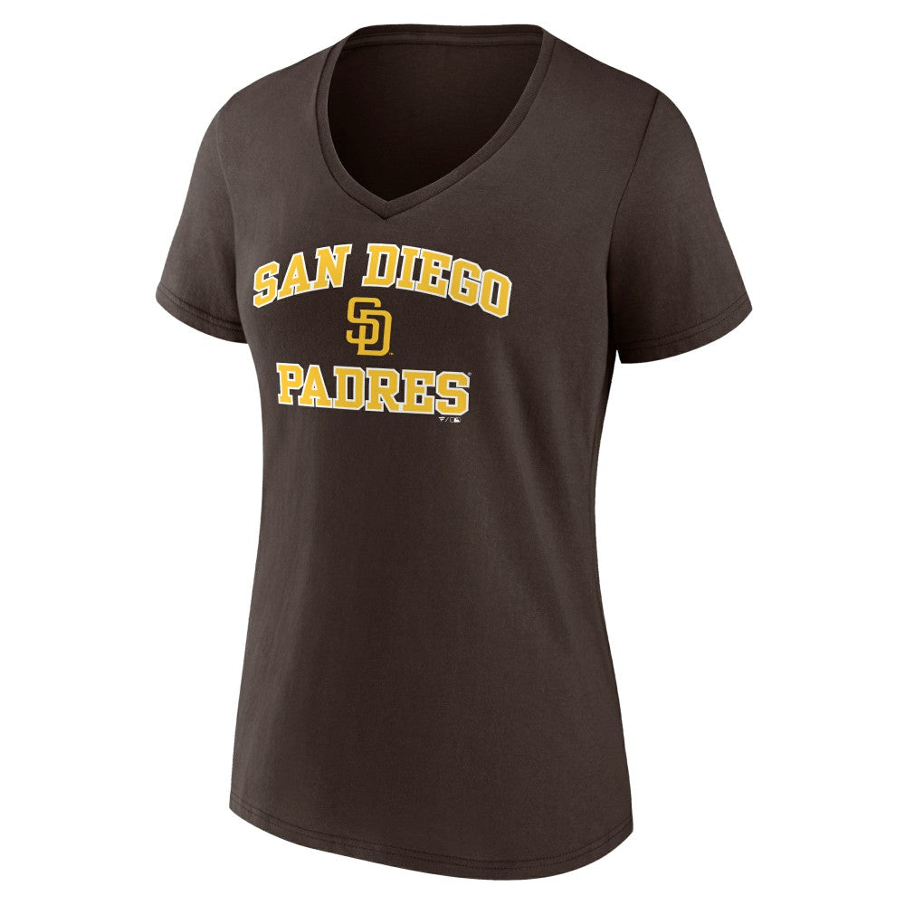 San Diego Padres Women's Heart and Soul V-Neck T-Shirt - Brown - MLB on Sale