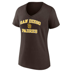 San Diego Padres Women's Heart and Soul V-Neck T-Shirt - Brown - MLB on Sale