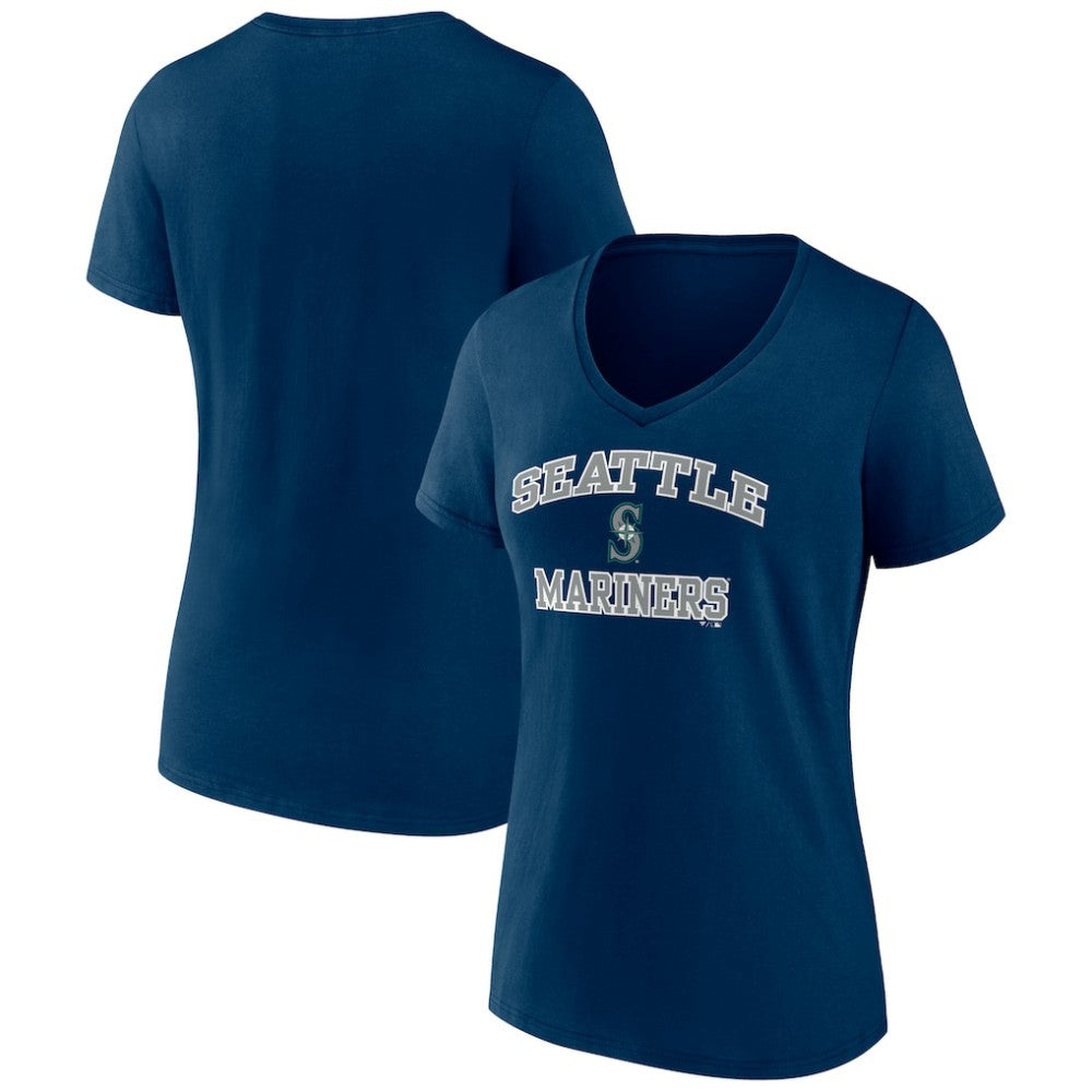 Seattle Mariners Women's Heart and Soul V-Neck T-Shirt - Navy - MLB on Sale