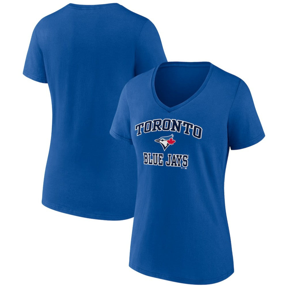 Toronto Blue Jays Women's Heart and Soul V-Neck T-Shirt - Royal - MLB Discount