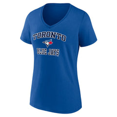 Toronto Blue Jays Women's Heart and Soul V-Neck T-Shirt - Royal - MLB Discount