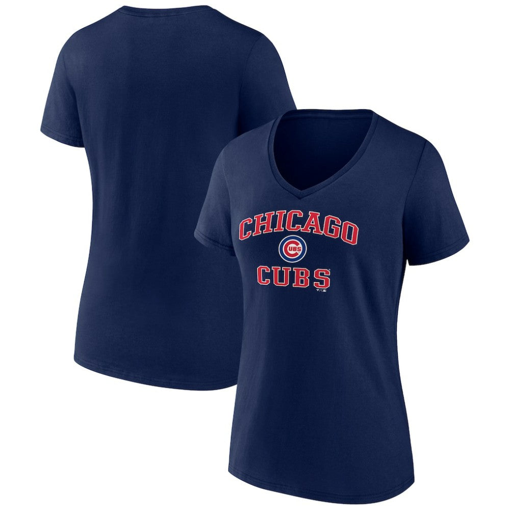 Chicago Cubs Women's Heart and Soul V-Neck T-Shirt - Navy - MLB Lifestyle