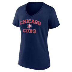 Chicago Cubs Women's Heart and Soul V-Neck T-Shirt - Navy - MLB Lifestyle