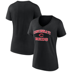 Cincinnati Reds Women's Heart and Soul V-Neck T-Shirt - Black - MLB Online