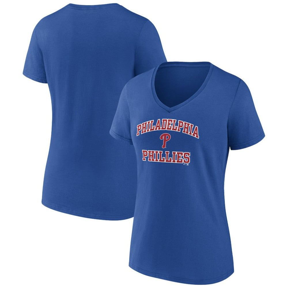 Philadelphia Phillies Women's Heart and Soul V-Neck T-Shirt - Royal - MLB Sale