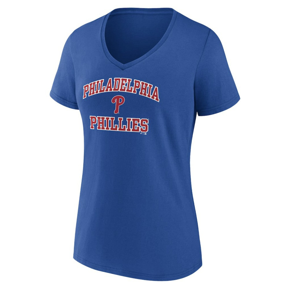 Philadelphia Phillies Women's Heart and Soul V-Neck T-Shirt - Royal - MLB Sale
