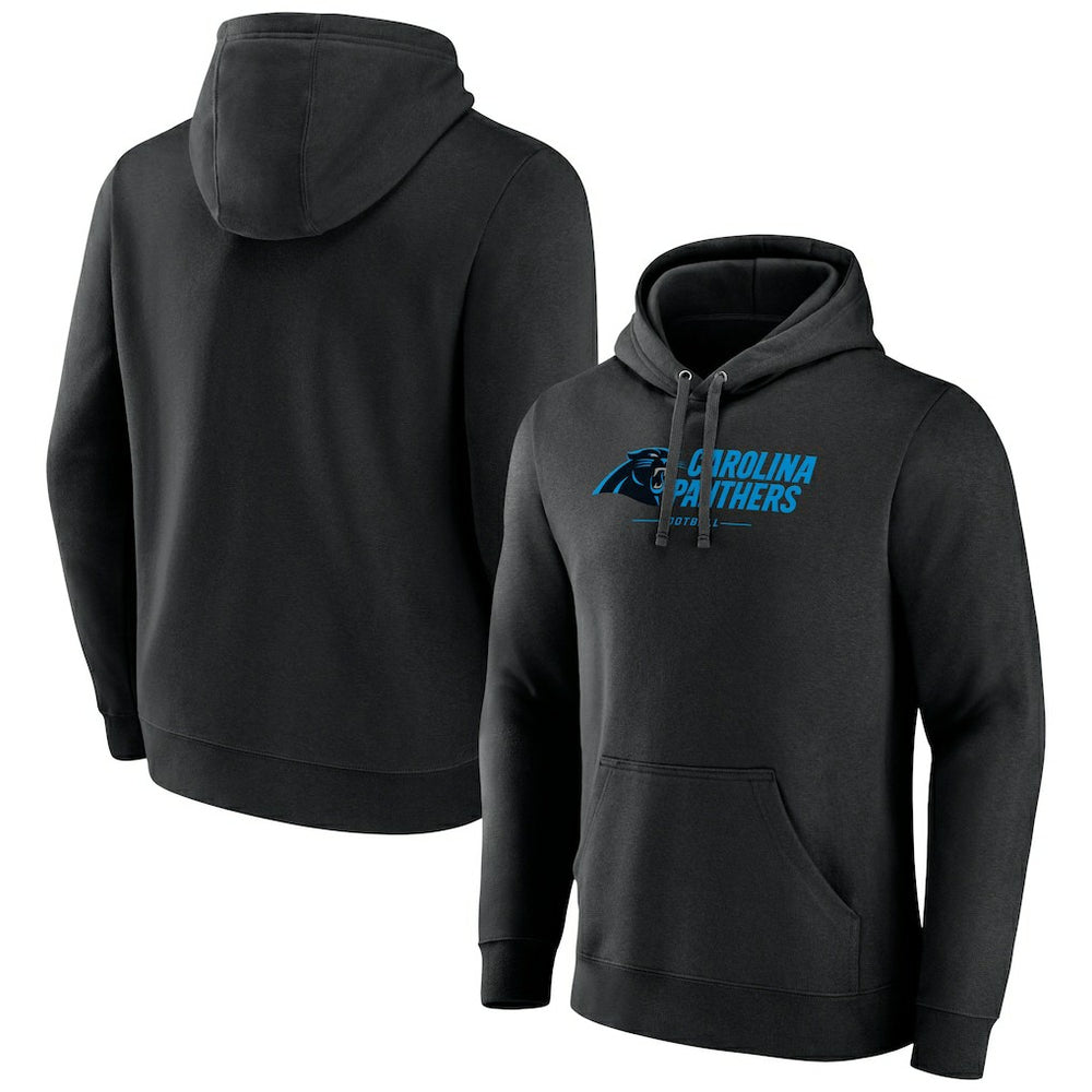 Carolina Panthers Logo Team Lockup Fitted Pullover Hoodie Black