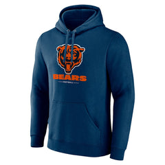 Chicago Bears Logo Team Lockup Fitted Pullover Hoodie Navy