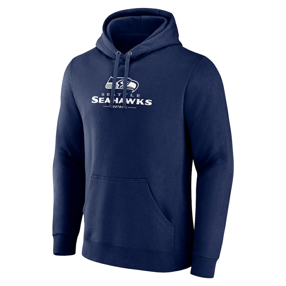 Seattle Seahawks Logo Team Lockup Fitted Pullover Hoodie Navy